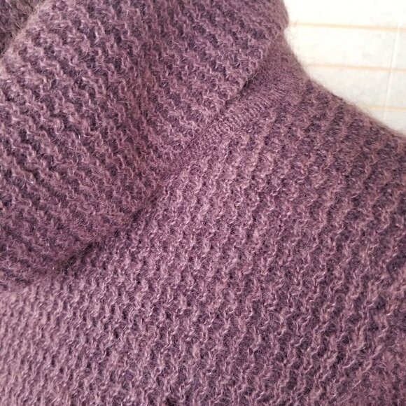 Mohair Blend Cowl Neck Sweater Size Medium Purple Textured - Picture 4 of 6